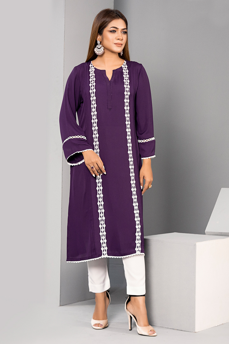 Purple Cherry Georgette Kurti Women J04