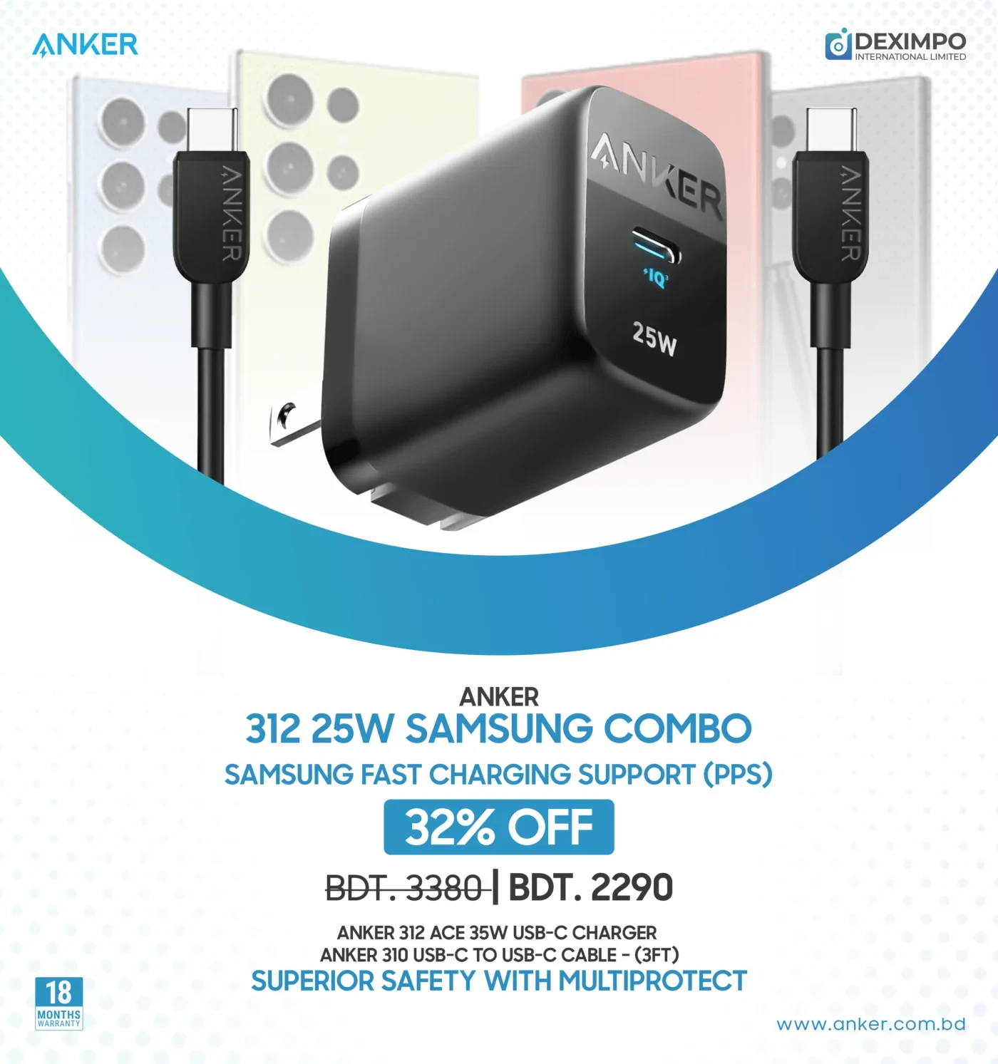 Anker 25w Ace Charger Combo For Samsung PPS Support